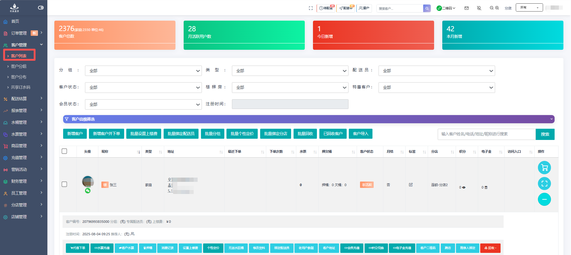 e点送水软件 - 客户管理：您的数字客户管家，驱动精细化运营与增长
